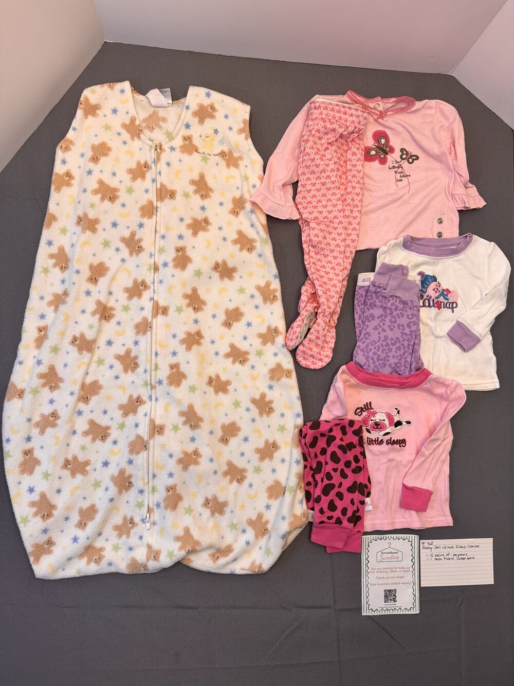 Baby Girl 12M Pajama & HALO SleepSack Bundle – 7 Pieces – #468